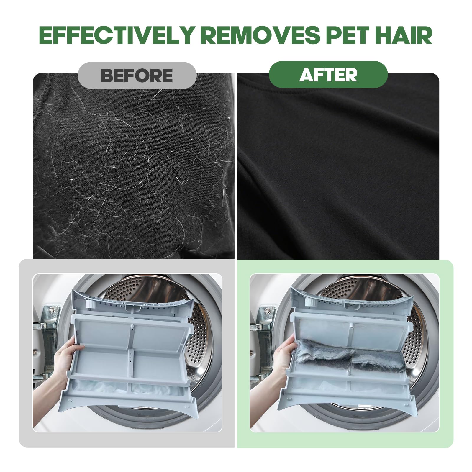 Pet Hair Dryer Sheets (150 Count), Pet Hair Remover for Laundry, Lint Guard Dryer Sheet 3X Repels Dog and Cat Hair & Lint, Fragrance-Free Fabric