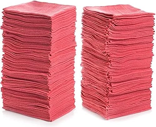 SIMPLI-MAGIC Cotton Shop Towels 14"x12" (500 Pack) - Reusable Cleaning Shop Rags for Mechanic, Industries, Garage and Homes (Red)