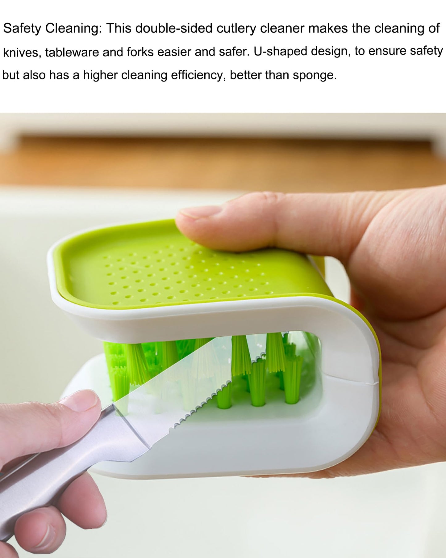 YQBOOM Blade Knife Cleaner Kitchen Washing Brush Chopsticks Cutlery Cleaning Brush Double-Sided Scrubber Multifunctional Knife Sponge