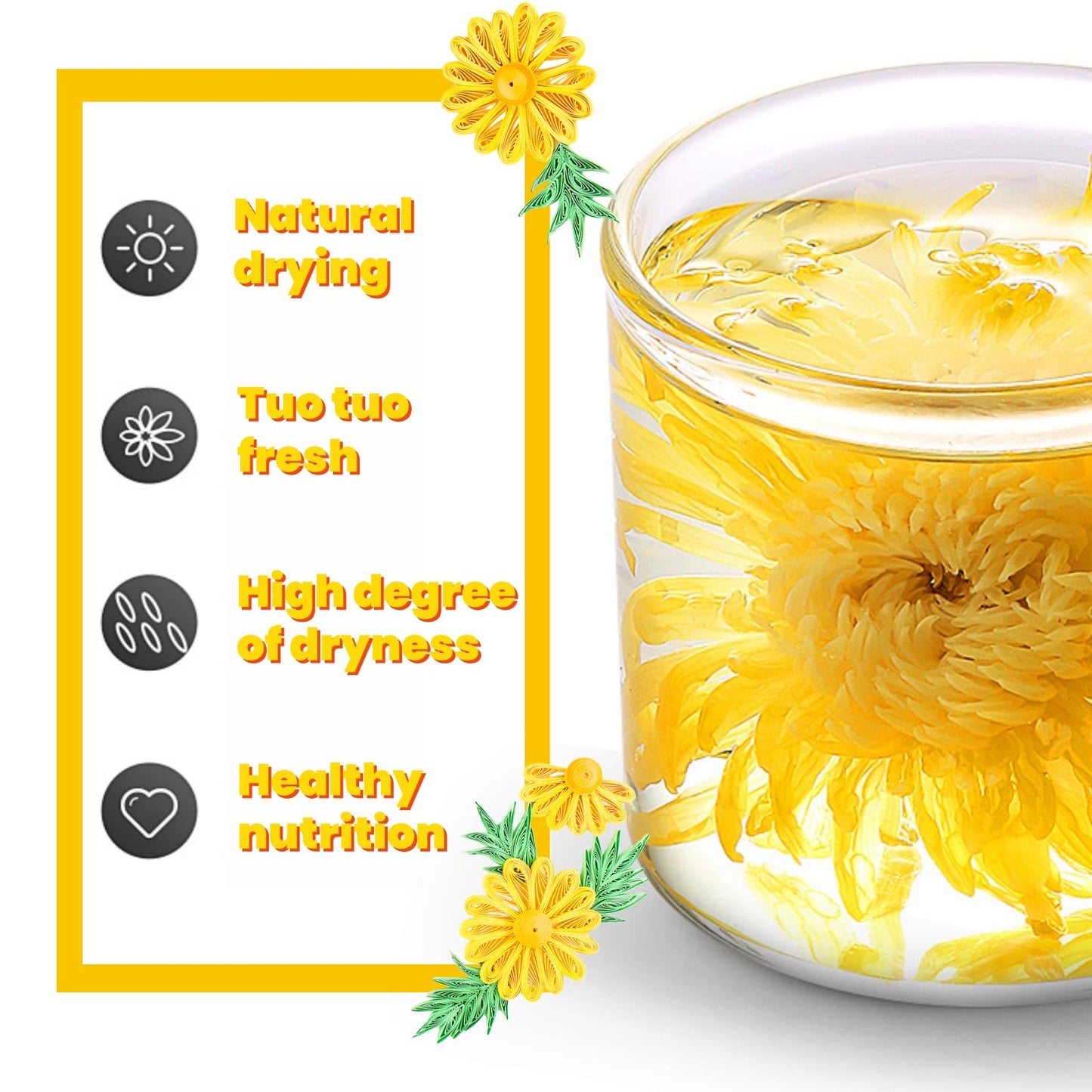 Dried Chrysanthemum Tea, Premium Juhua Flower Herbal Tea Loose Leaf, No Sugar No Gluten Pure Dried Chrysanthemum Flower, for Promote Relaxation