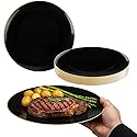 Blue Sky Organic Black/Gold Rim Plates (10 Pack) - 9" Elegant Plastic Disposable Dishware for Parties & Events