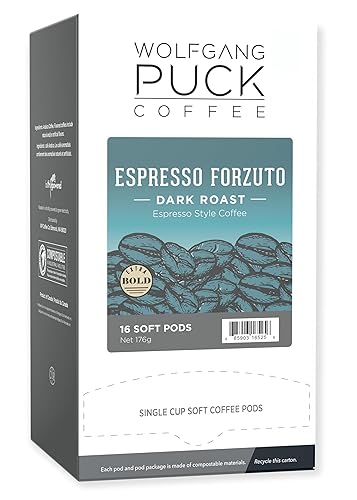 Wolfgang Puck Coffee, Forzuto, 12 Gram Soft Pods, 16 Count (Pack of 6)