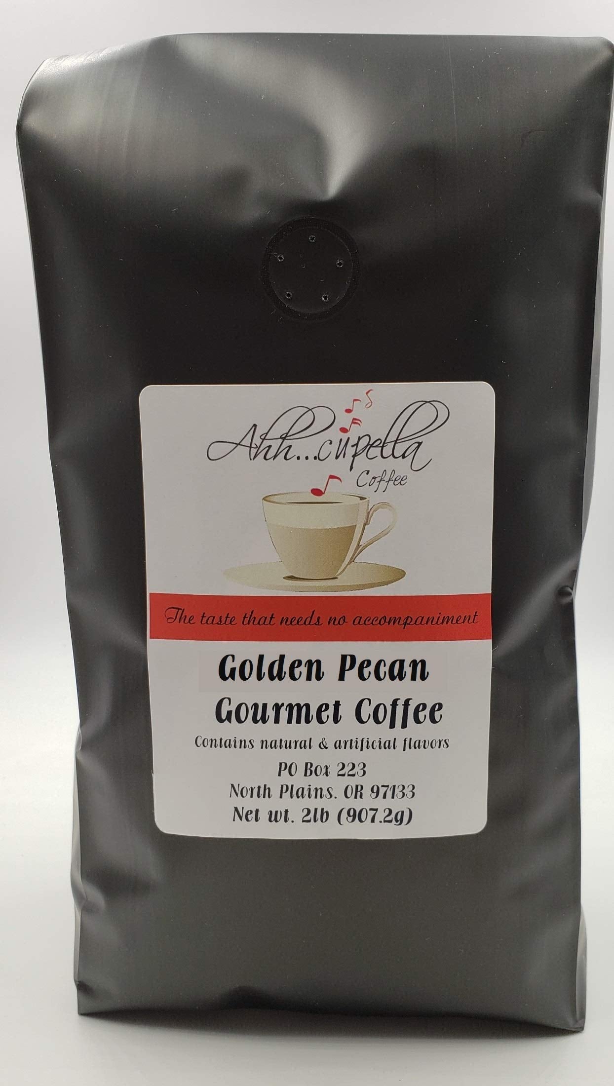 Ahh.Cupella Premium Gourmet Golden Pecan Flavored Whole Bean Coffee, 32oz bag