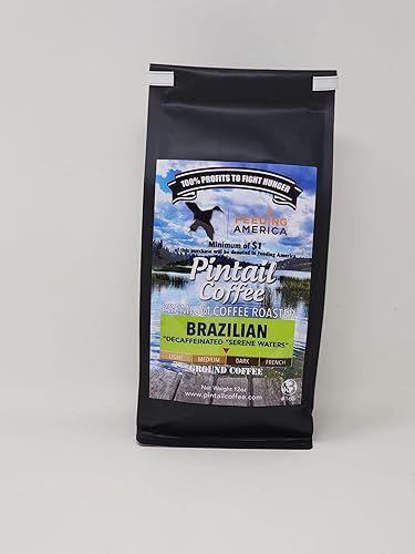 Pintail Coffee - Brazilian "Serene Waters" Decaffeinated Ground Coffee, 12oz bag