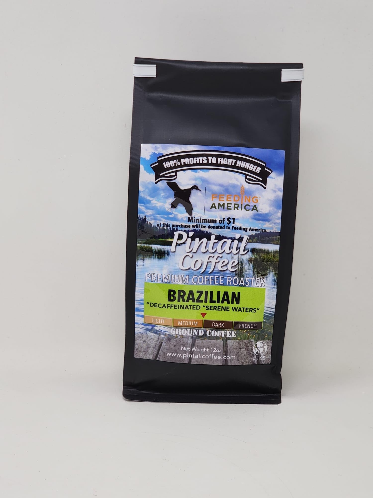 Pintail Coffee - Brazilian "Serene Waters" Decaffeinated Ground Coffee, 12oz bag