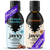 Javvy Cold Brew Coffee Concentrate Instant Coffee, Smooth Arabica Iced Coffee & Espresso Concentrate, 35 Servings, Vanilla & Caramel, 2 Pack