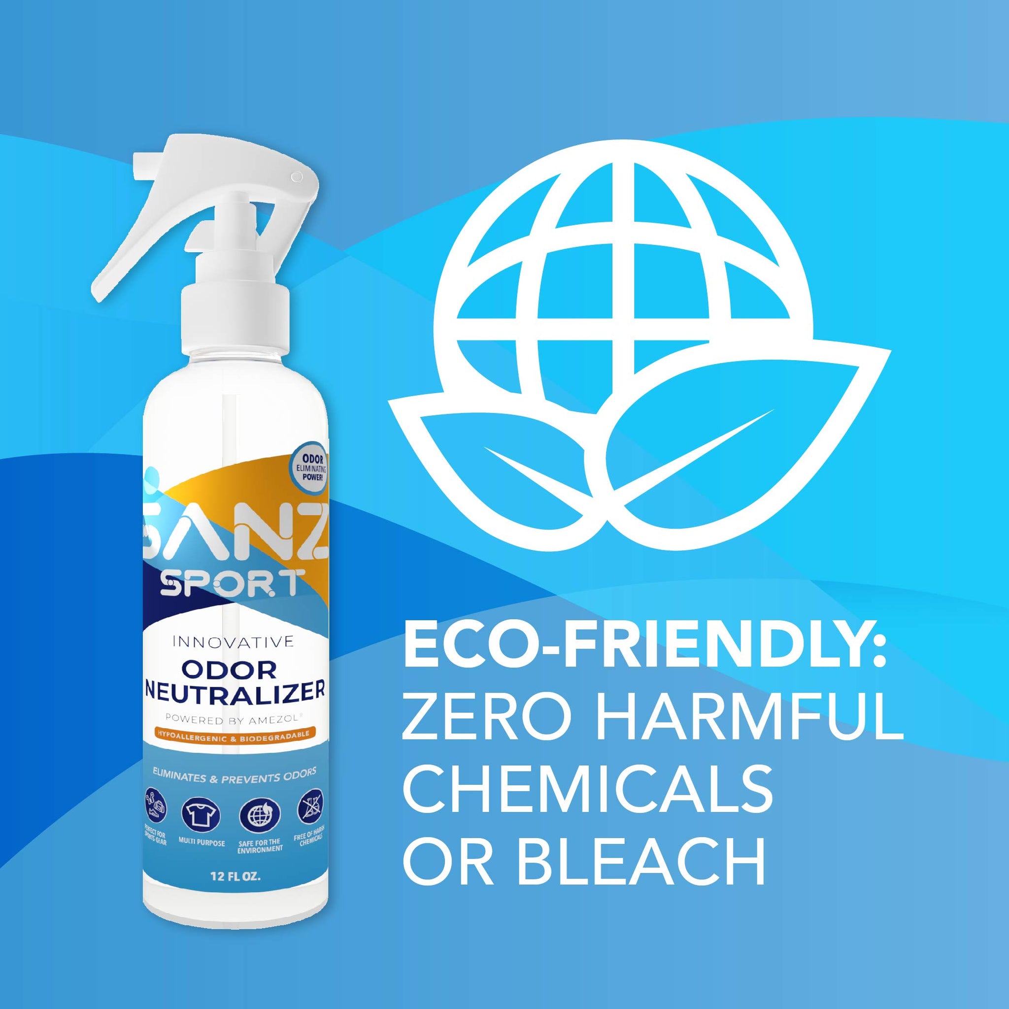 SANZ Odor Neutralizer - Multipurpose Odor Eliminator, Safe Ingredients, Biodegradable, Money Back Guarantee, 12 oz