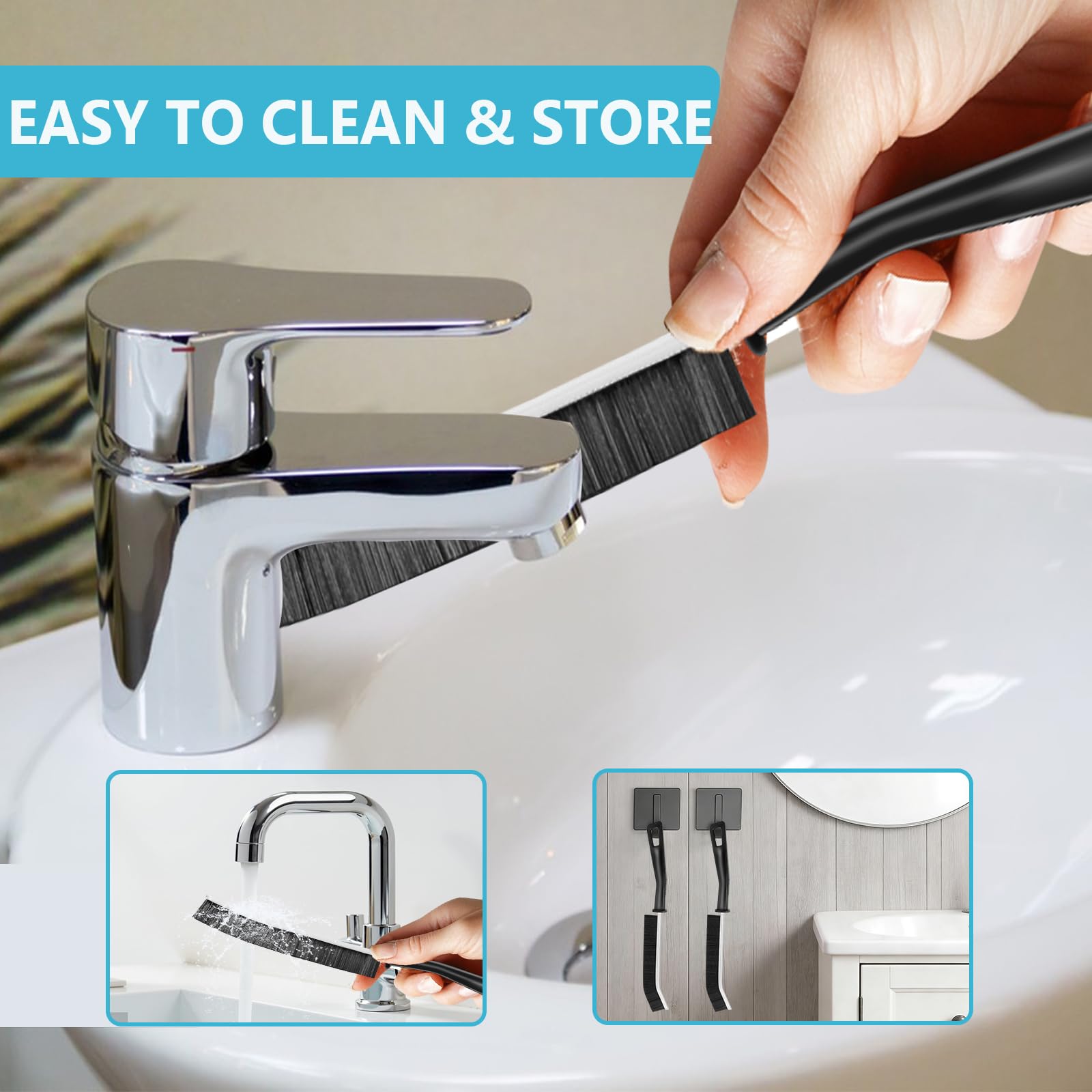 9PCS Crevice Cleaning Brush, Hard Bristle Scrub Brushes Tools for Deep Cleaning Gap, Multifunctional Grout Brush for Home, Bathroom, Kitchen, Window
