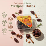 Sahara Gold Non Pitted Medjool Dates - Whole, Sticky, Gluten-Free Natural Sweet Fresh Dates Medjool - Soft Chewy, High Fiber Fruit - Perfect