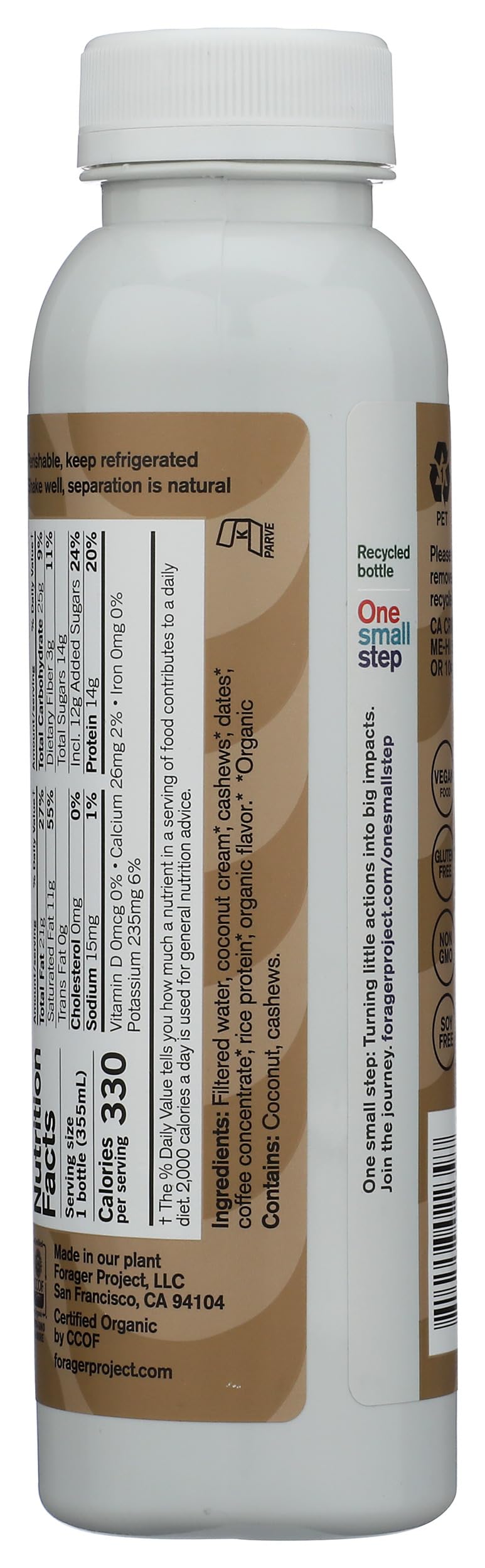 Forager Project Organic Coffee Cashew Coconut Shake, 12 FZ
