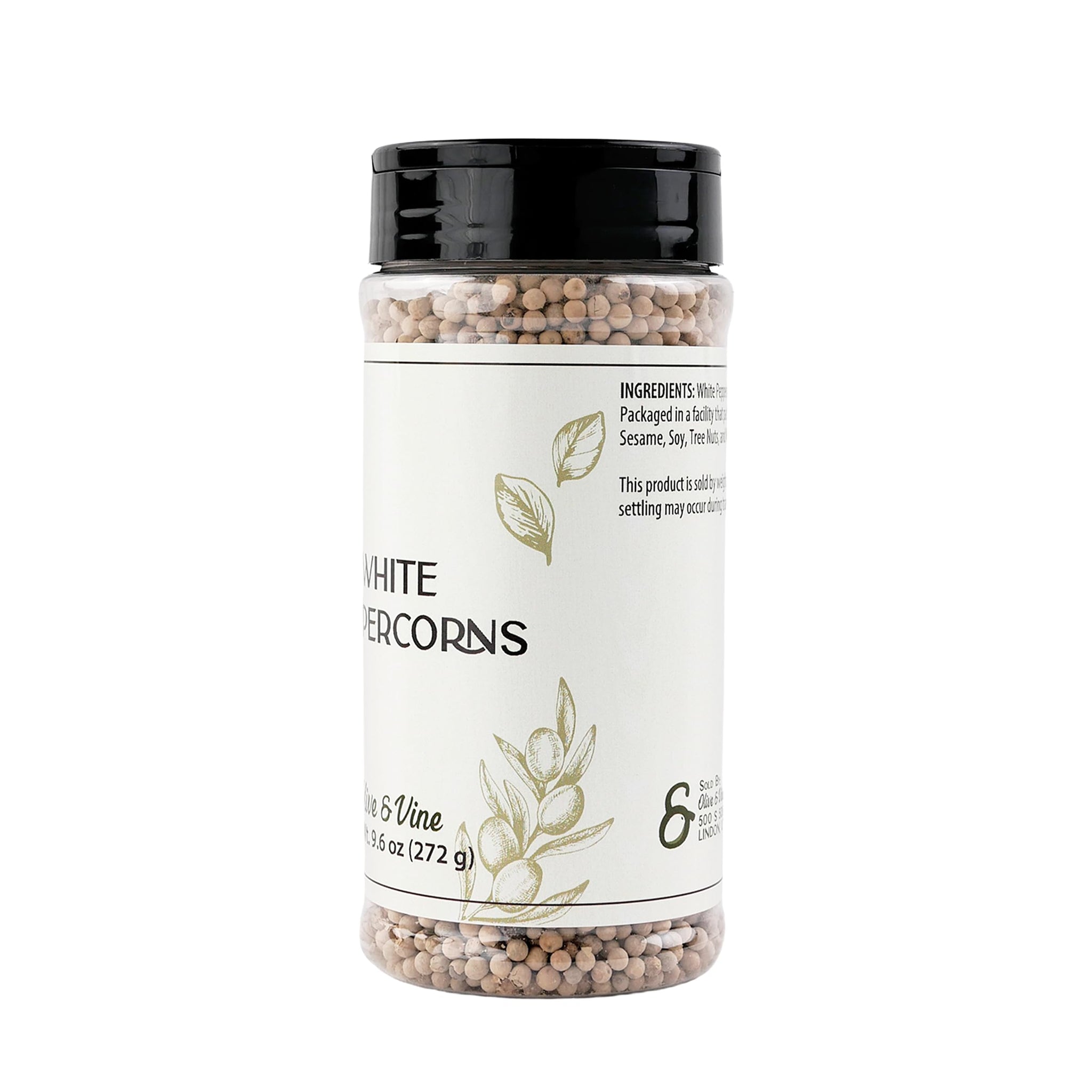 Olive & Vine White Peppercorns, Subtle Heat, For Seasoning & Marinades, Rich Tradition, Authentic Taste, For Global Recipes (9.6 Ounce)
