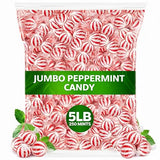 Peppermint Hard Candy 5 Pound Bulk Jumbo Peppermint Candy Balls, Approx 250 Individually Wrapped Mint Balls for Office Bowls, Christmas Candy Jars