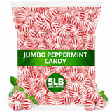 Peppermint Hard Candy 5 Pound Bulk Jumbo Peppermint Candy Balls, Approx 250 Individually Wrapped Mint Balls for Office Bowls, Christmas Candy Jars