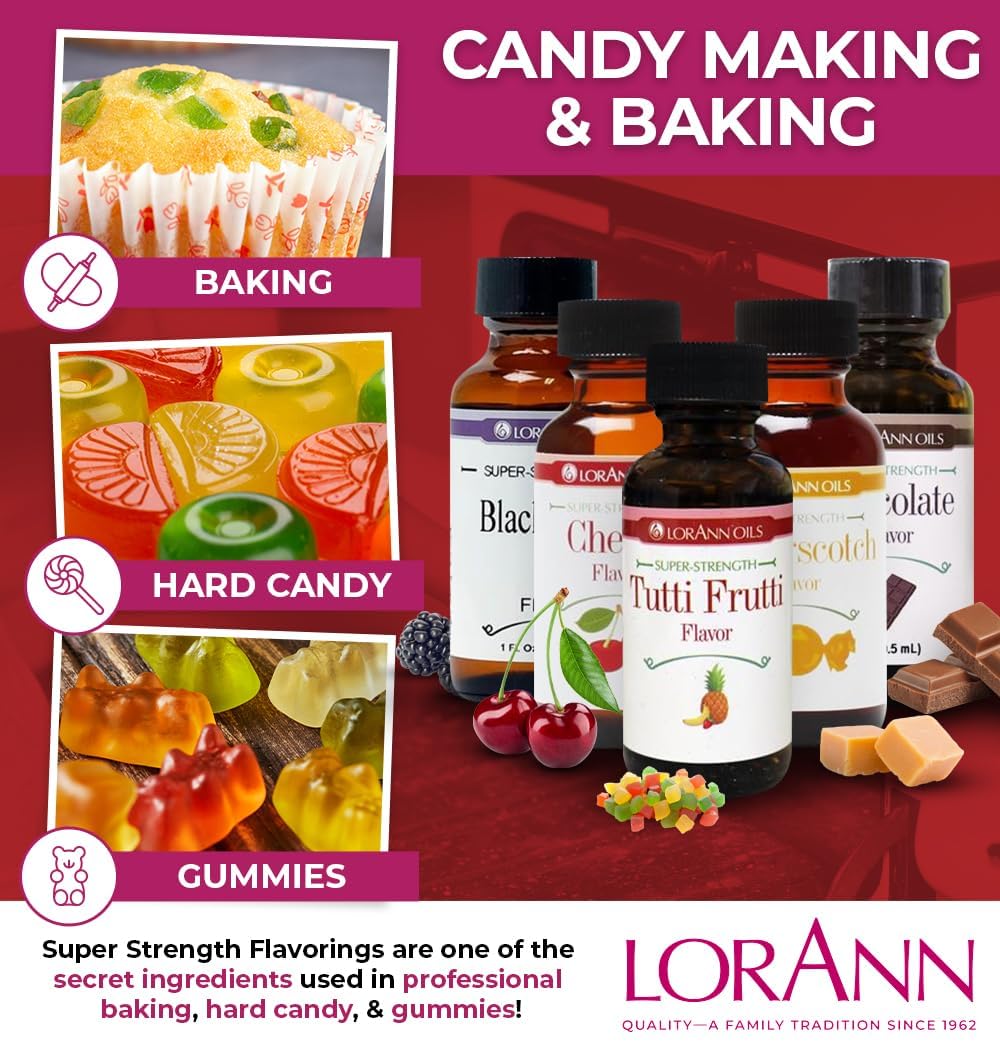 LorAnn Oils Super Strength Flavoring - Used For Candy Making, Flavoring, Baking, Hard Candy, & Flavor Oils - Bold, Natural Flavors 4X Stronger Than