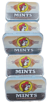 Buc-ee's 2025 Gluten Free & Sugar Free Mints - 50 mints Tin Can, Pack of 5 Non-GMO - Vegan - Soy Free - Natural Flavor (Marshmallow)