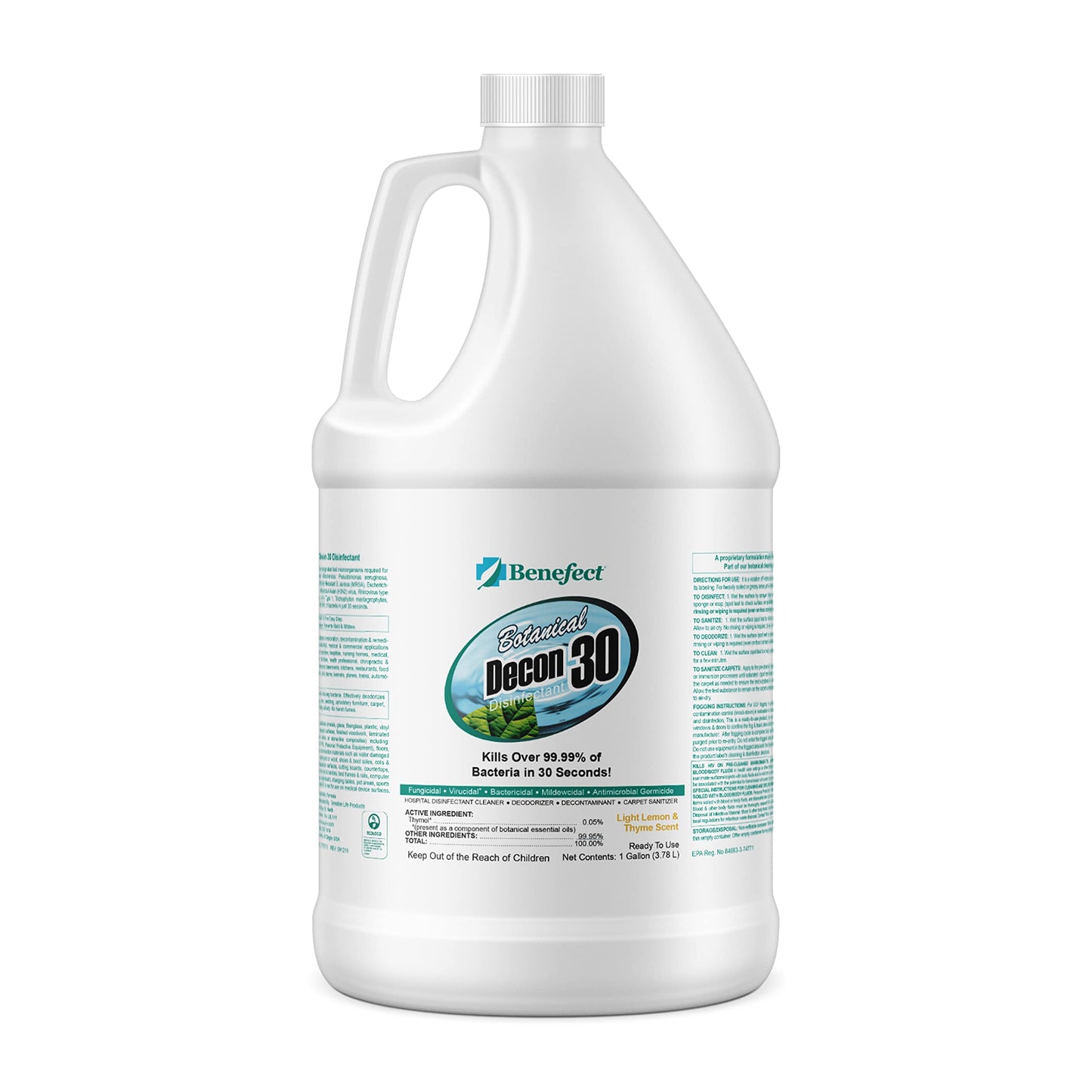 Benefect Botanical Decon 30 Disinfectant Cleaner - All Natural Formula for Effective Cleaning Power - Ideal for Restoration Jobs & Water Damage