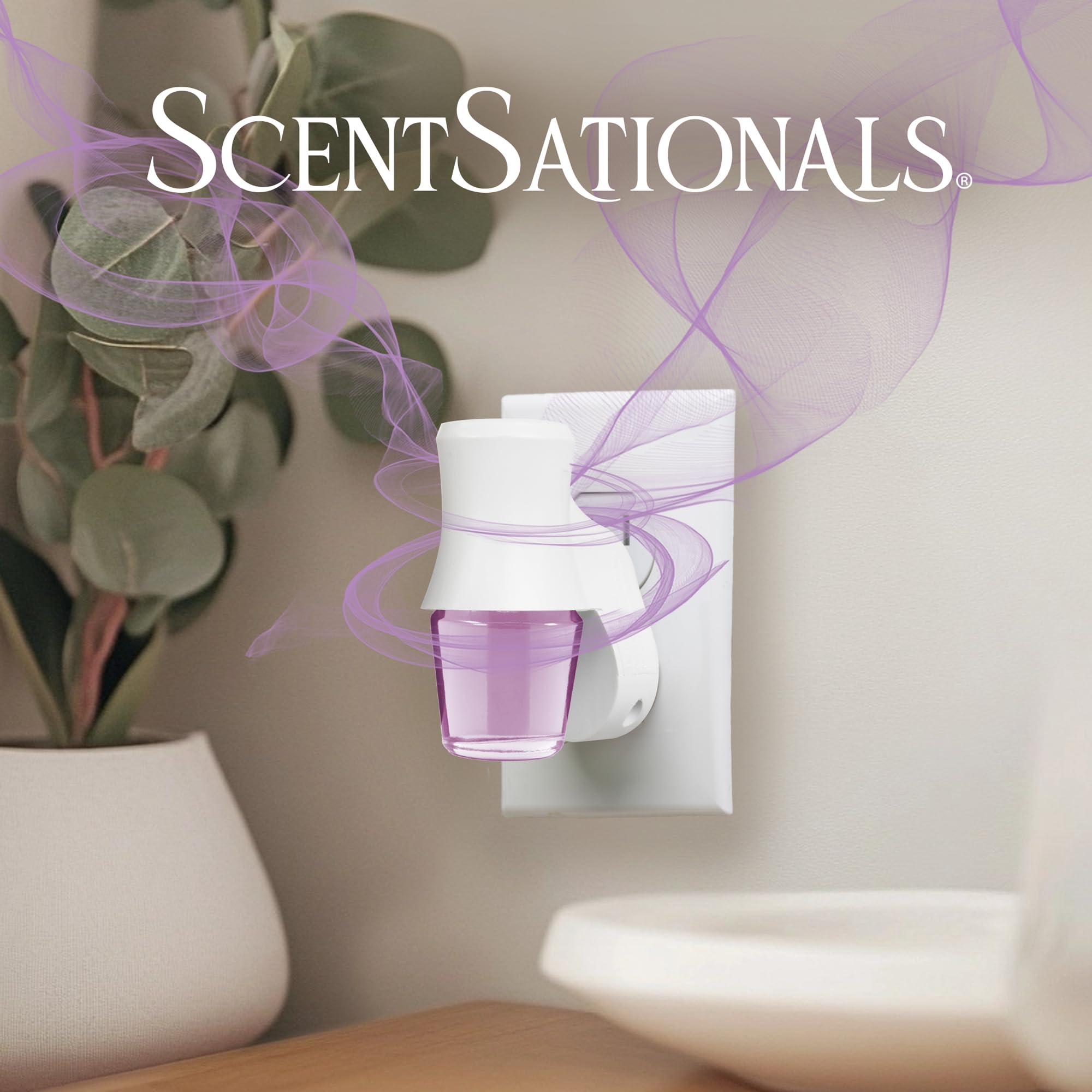 Scentsationals Plug in Air Freshener Starter Set - Swivel Plug Fragrance Oil Diffusers & 2 Long Lasting Scent Refills - Lilac Blossoms Scent