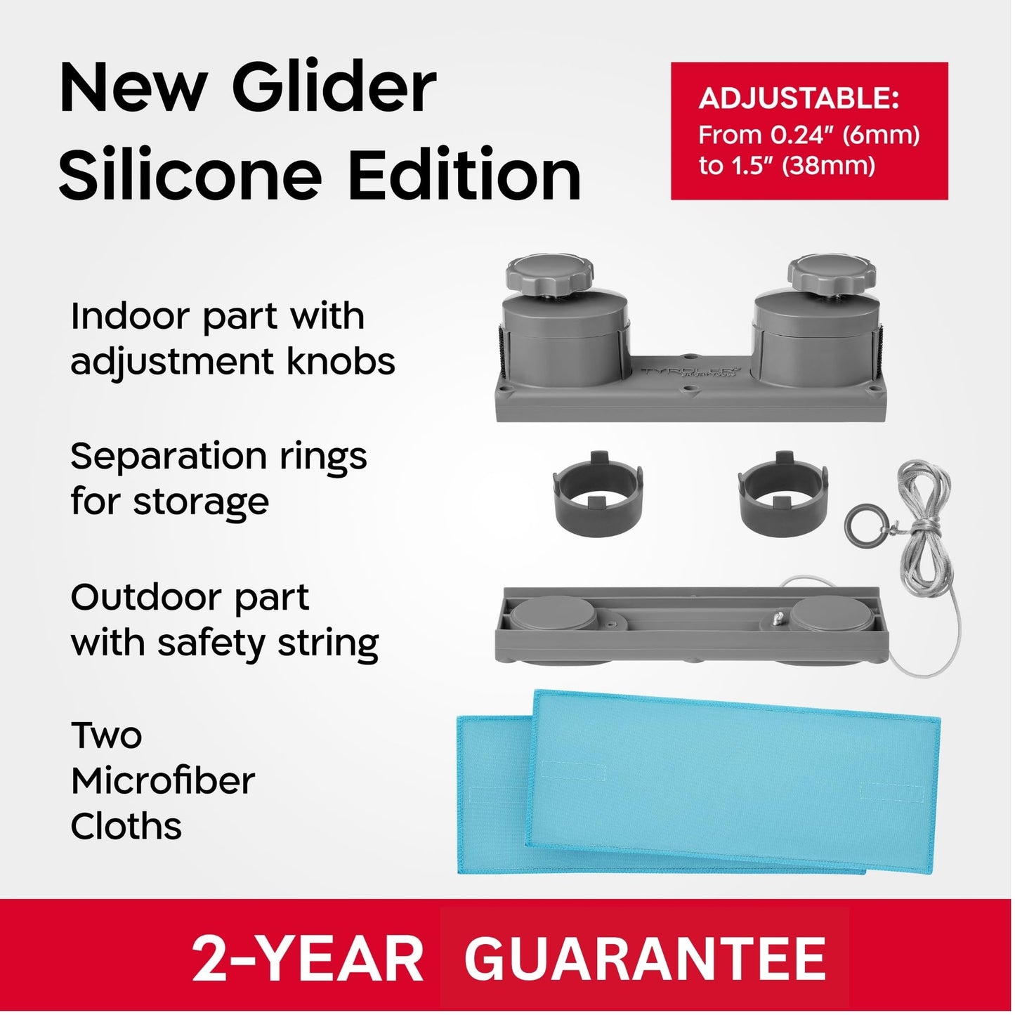 Tyroler Magnetic Window Cleaner Tool | The Silicone Glider R-3 AFC Fits Windows 0.2"-1.5" Thick | Double Sided Outside Window Cleaner Tool |