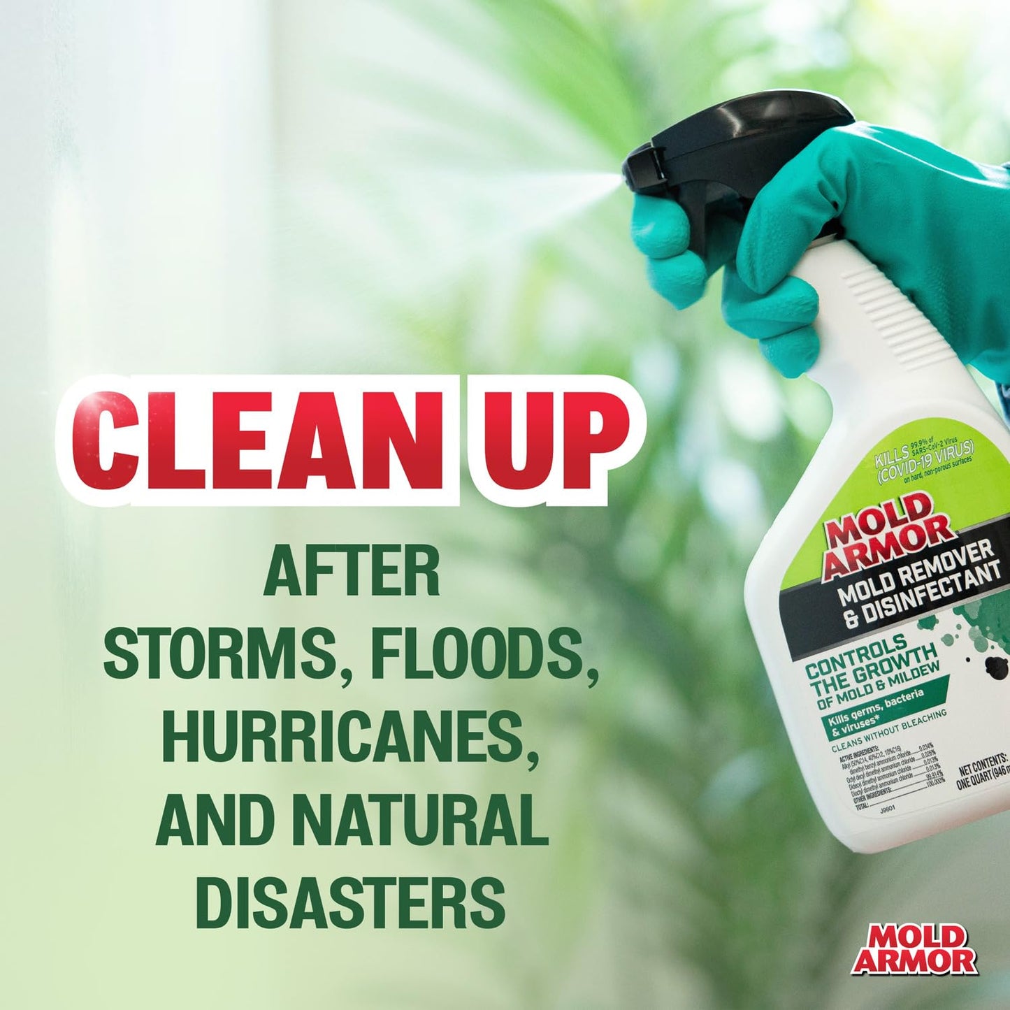Mold Armor Mold Preventer, Disinfectant and Flood Cleanup, 1 gal., Control & Prevent the Growth of Mold and Mildew, Cleans without Bleaching, Ready