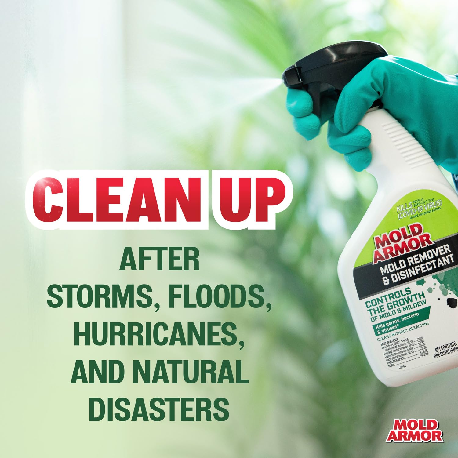 Mold Armor Mold Preventer, Disinfectant and Flood Cleanup, 1 gal., Control & Prevent the Growth of Mold and Mildew, Cleans without Bleaching, Ready