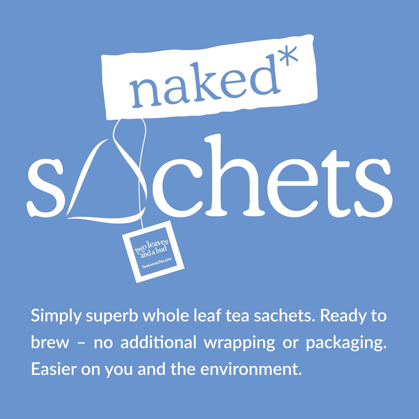Two Leaves and a Bud Organic Earl Grey, 50 Naked Tea Sachets - Whole Leaf Black Tea in Unwrapped Pyramid Sachets, Resealable Bag, 50 Count (Pack of 1)