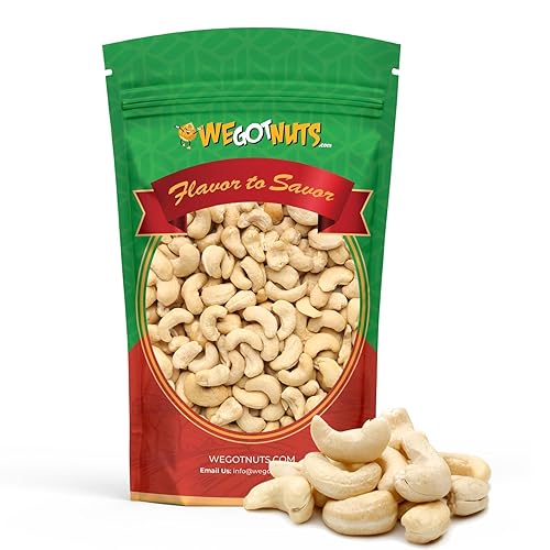 Raw Whole Unsalted Cashews - Premium Quality Kosher Raw Cashews By We Got Nuts - Oil-Free Natural, Healthy & Diet-Friendly Snack - Gourmet Savory