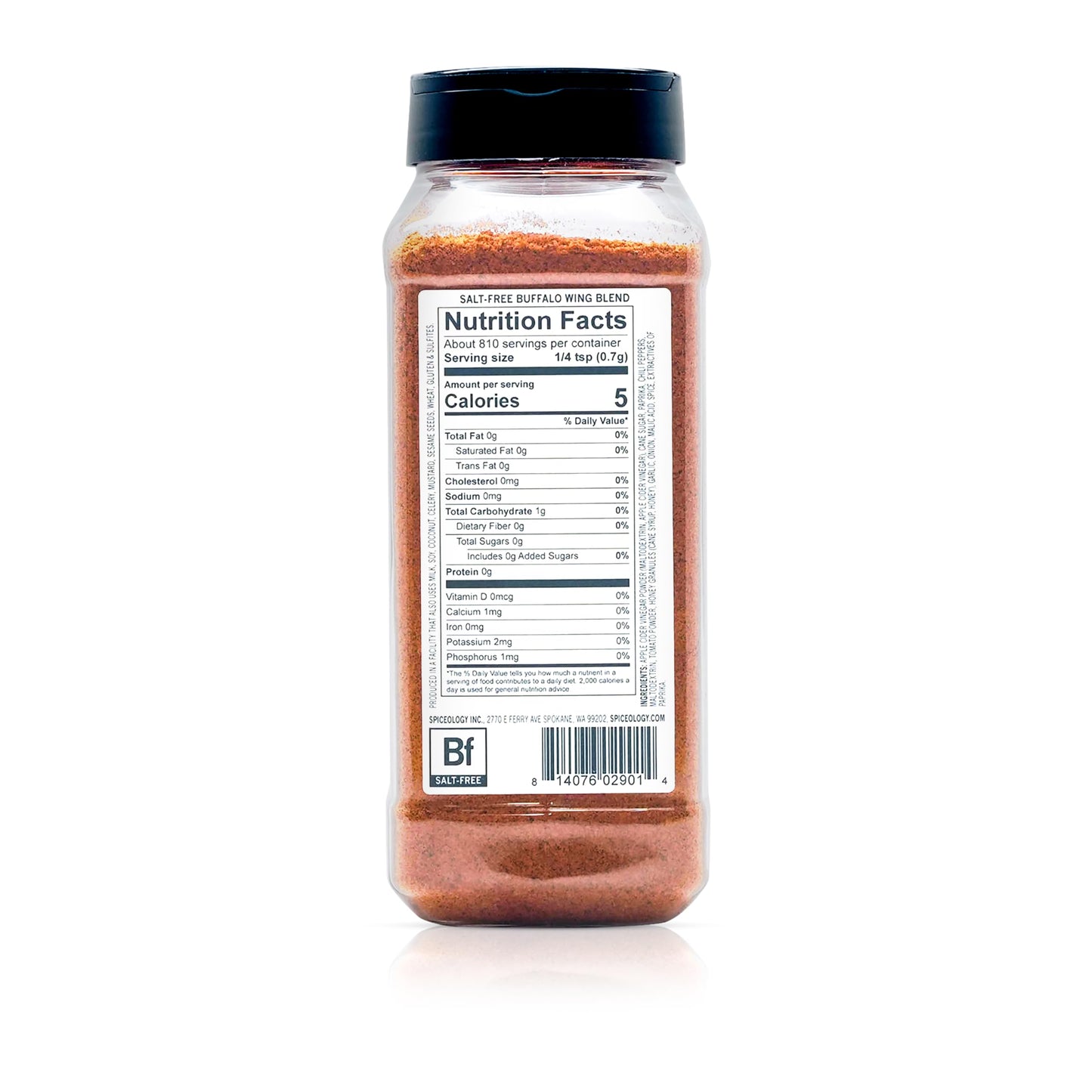 Spiceology - Buffalo Wing Salt-Free Seasoning - Tangy Spice Blend of Paprika, Chili Peppers, Tomato Powder & Honey Granules - Ideal for Chicken Wings