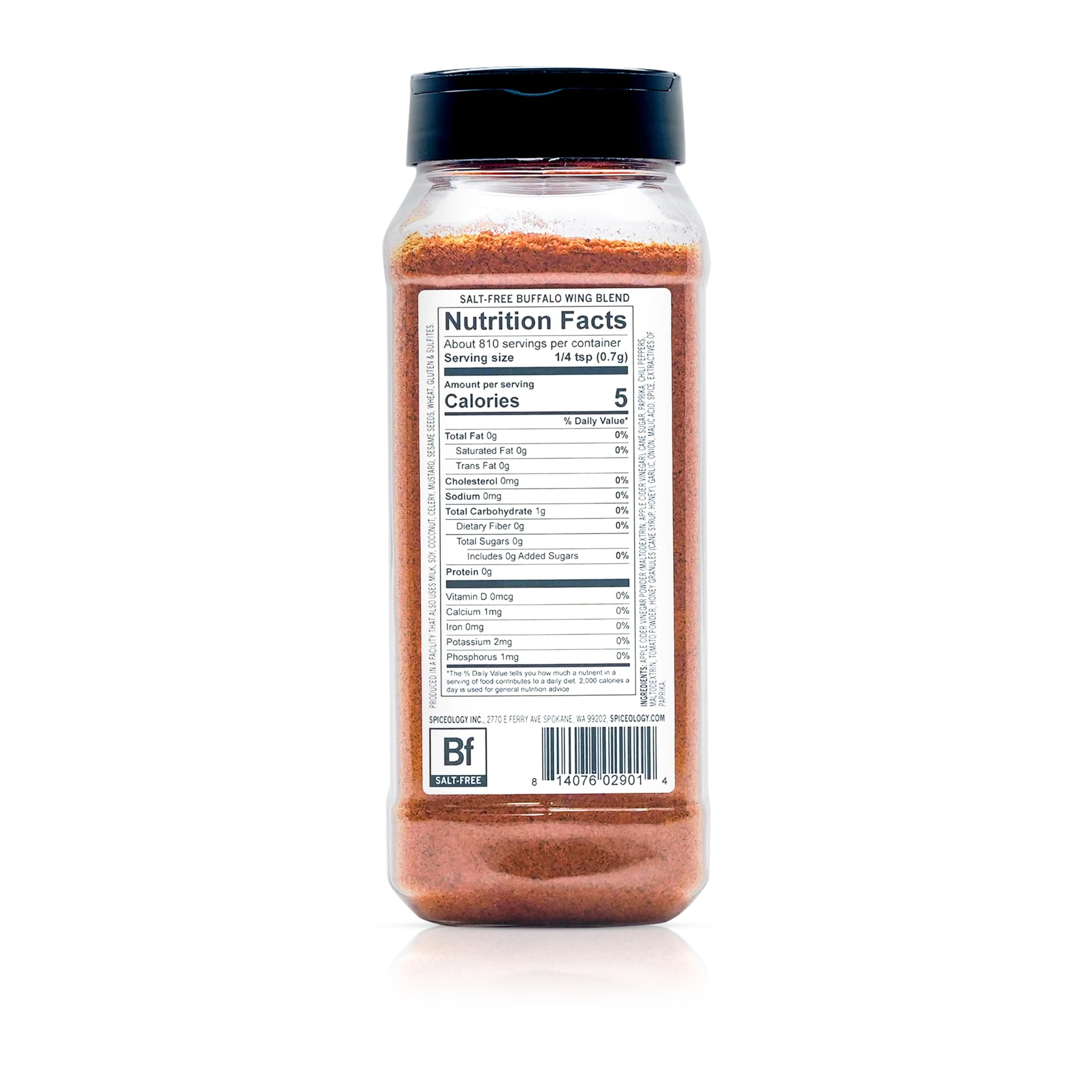 Spiceology - Buffalo Wing Salt-Free Seasoning - Tangy Spice Blend of Paprika, Chili Peppers, Tomato Powder & Honey Granules - Ideal for Chicken Wings