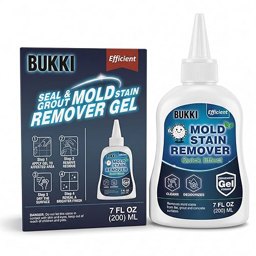 BUKKI Professional Mold Stain Remover Gel (7 FL OZ), Heavy Duty Thick Gel for Shower Grout, Front Load Washer Seals, Caulking, Bathrooms, Sinks