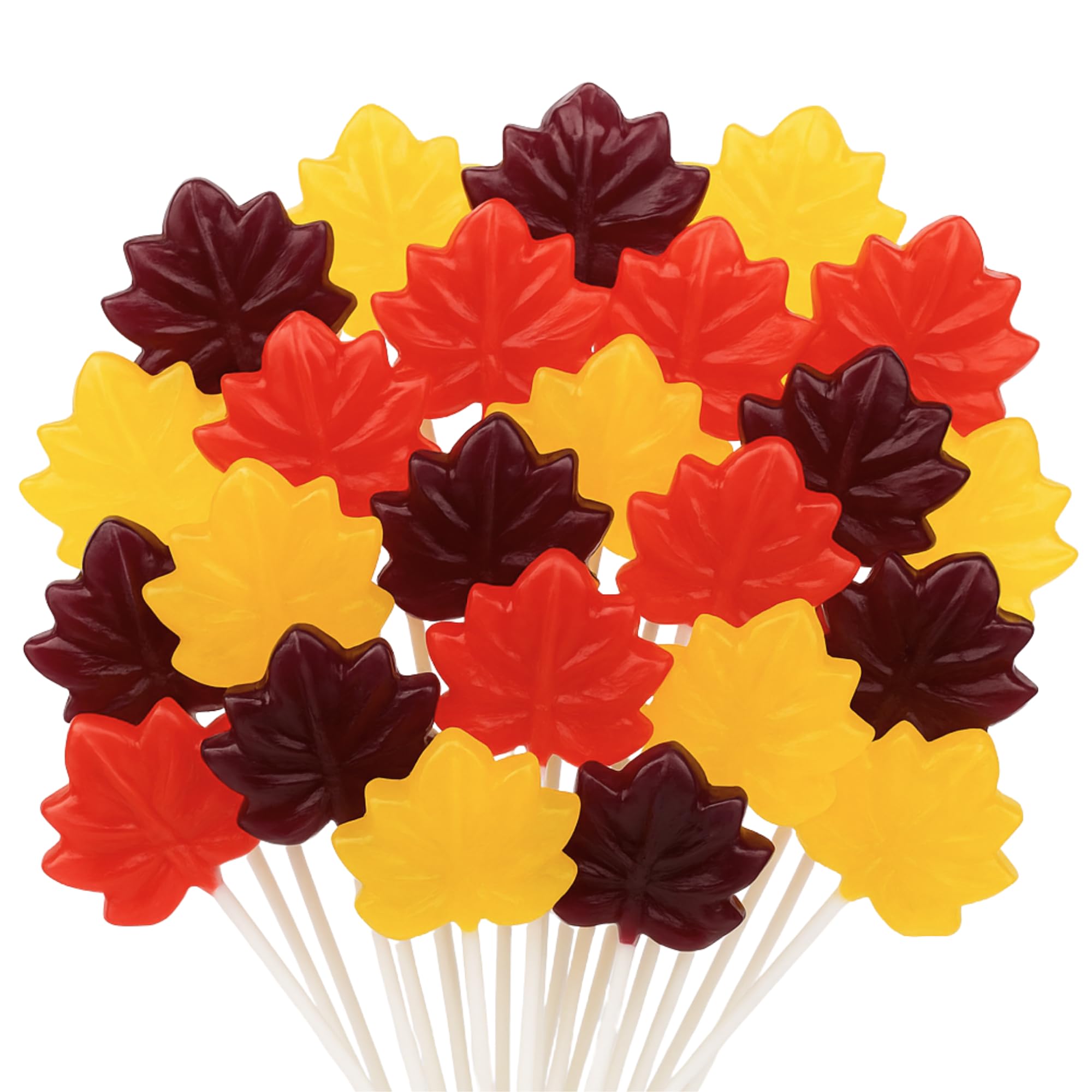 Autumn Leaf Lollipops, Individually Wrapped Thanksgiving and Fall Themed Candy, Caramel, Green Apple, and Maple Cinnamon, 24 Suckers