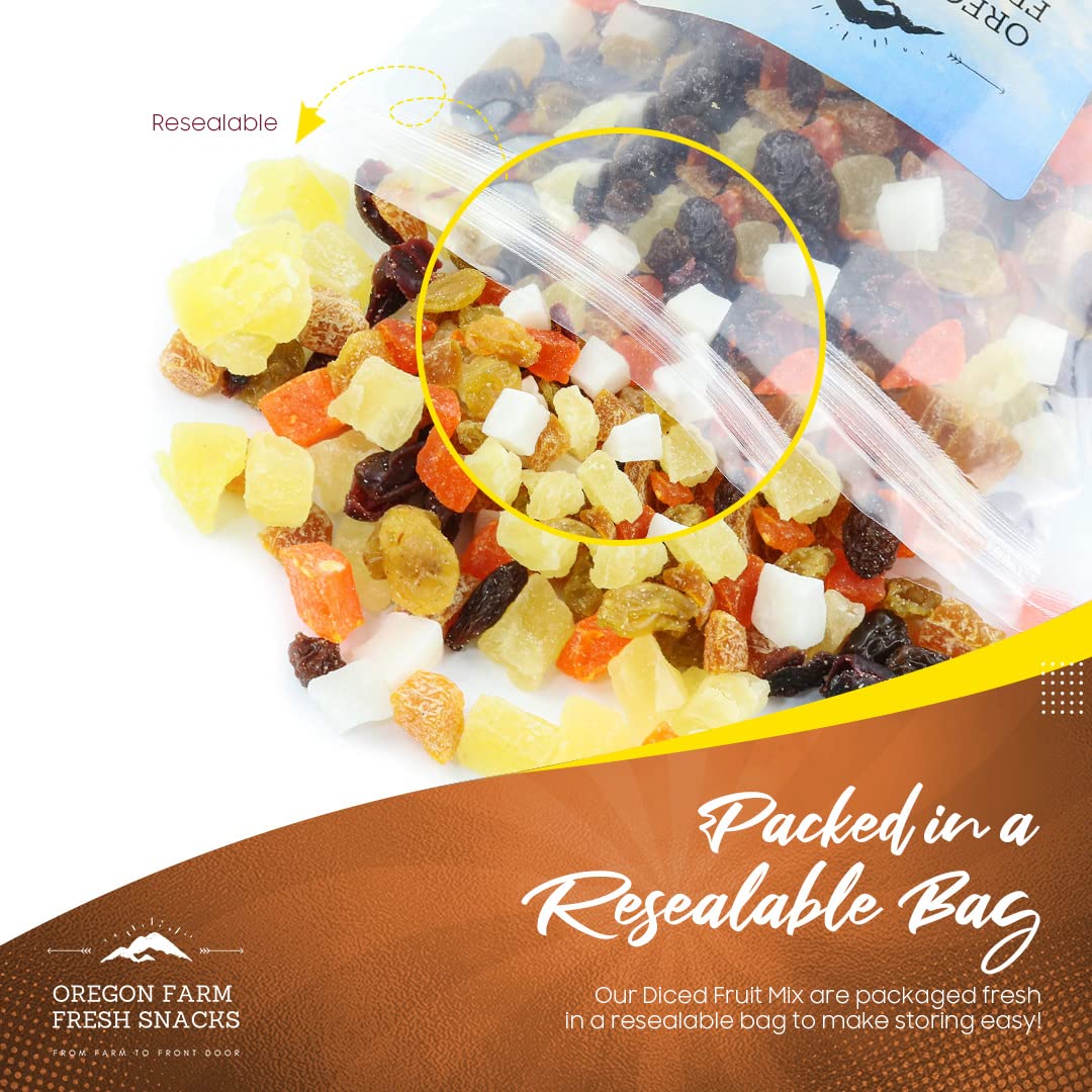 Oregon Farm Fresh Snacks Dried Fruit Mix - Snack Mix With Dried Cranberries, Coconut, Mango & Raisins - Healthy Adult & Kids Snacks - USA Made (24oz)