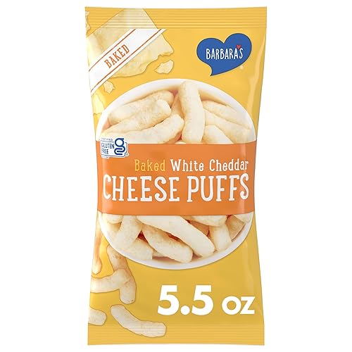 Barbara's Baked White Cheddar Cheese Puffs, White Cheddar Puffs Kids Snack, Gluten Free Snack, 5.5 OZ Bag