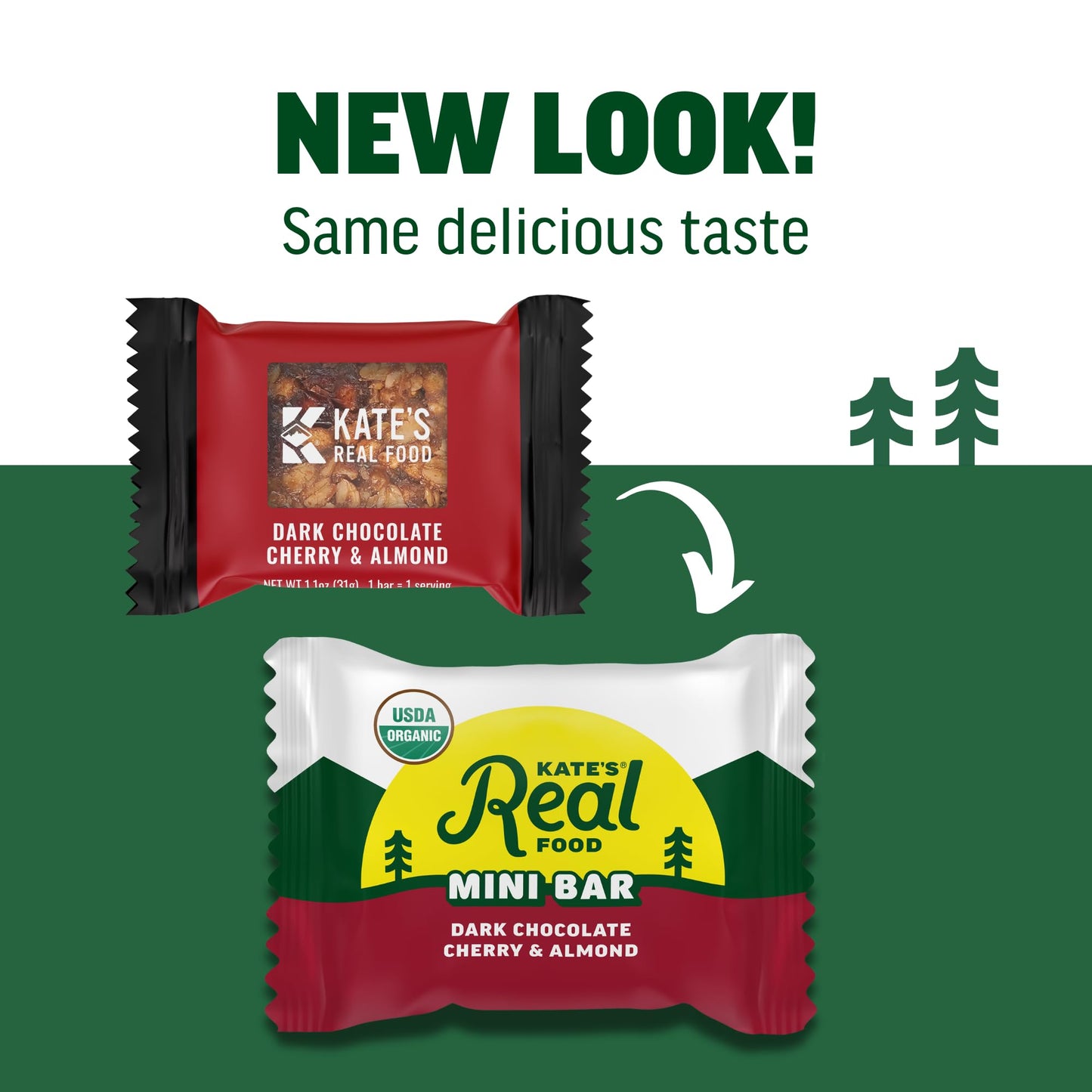 Kate’s Real Food Mini Organic Granola Bars - Dark Chocolate Cherry Almond (1.1 oz, Pack of 24) - Organic Energy Bars Made with Gluten Free Oats - Non