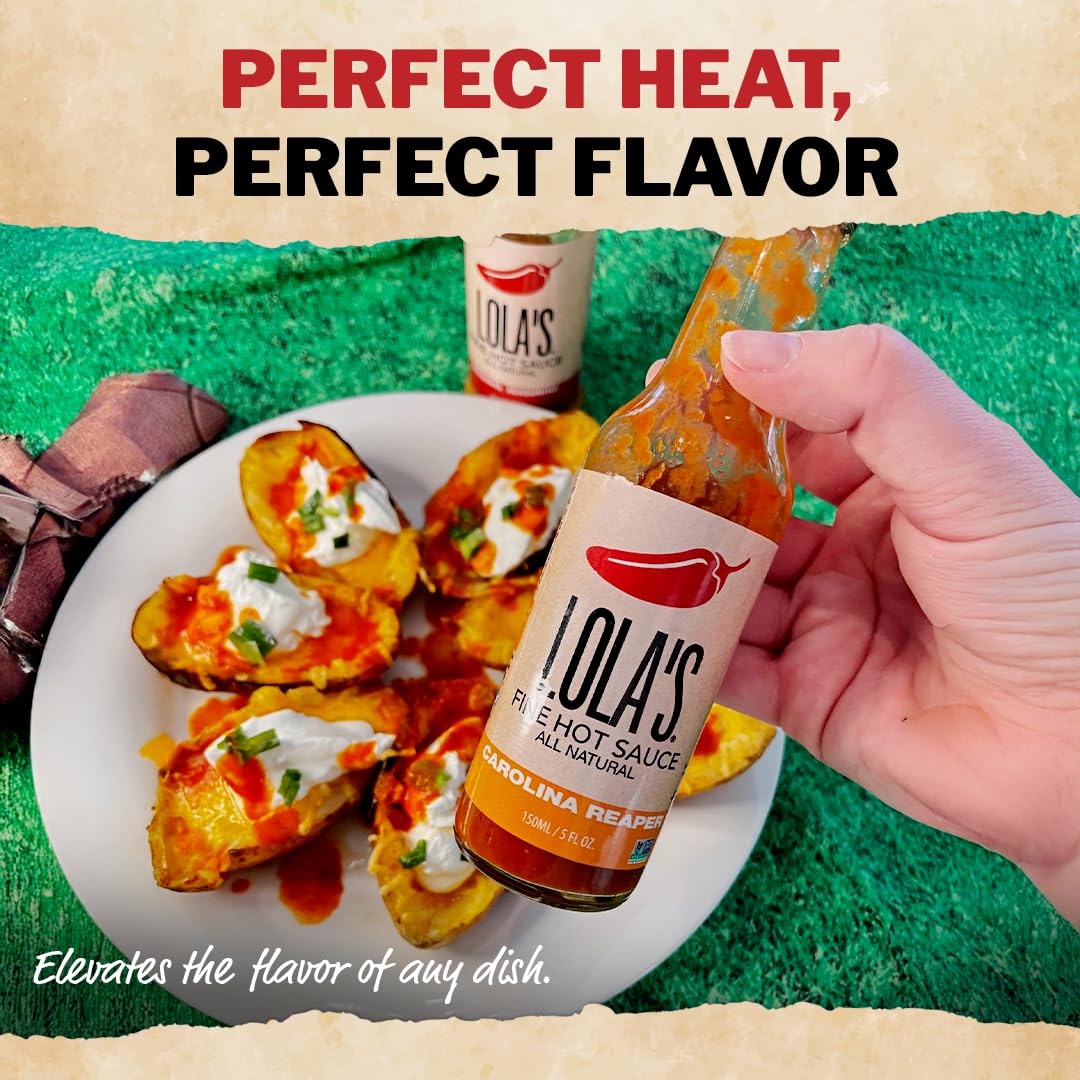 Lola’s Carolina Reaper Hot Sauce | Made with Red Jalapenos & Carolina Reaper Peppers | 0 Calories, 0g Fat, Low Sodium | All-Natural, Keto, Gluten-Free