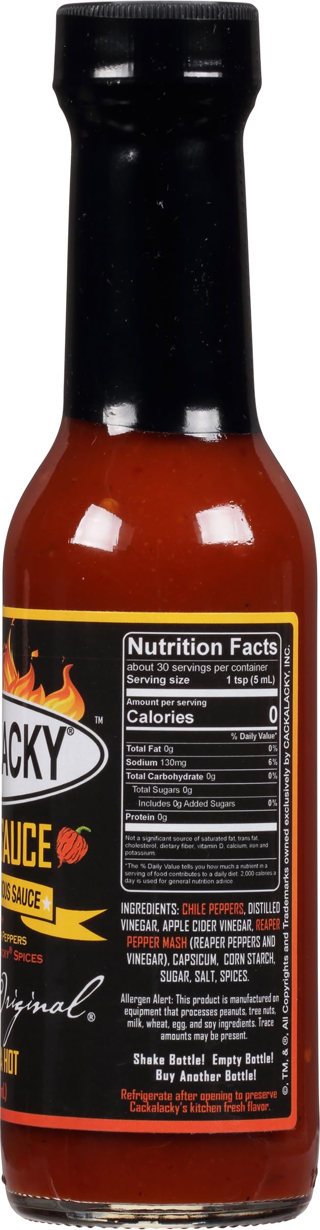 Cackalacky Famously Original Super Extra Hot Pepper Sauce - 5 oz Bottle - Extreme Heat for Grilling, Marinades & Fiery Dips