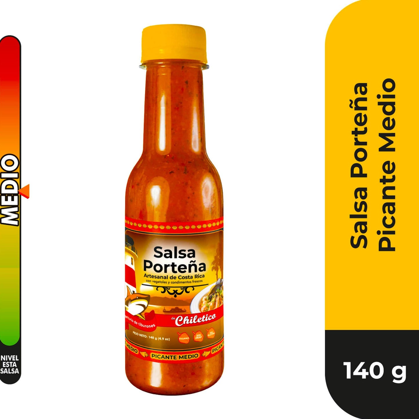 Chiletico Caribbean & Pacific Artisan Hot Sauce Combo - (2 Caribeña Hot + 2 Porteña) - Authentic Costa Rican Flavors - 4.9 oz Bottles - Total Net