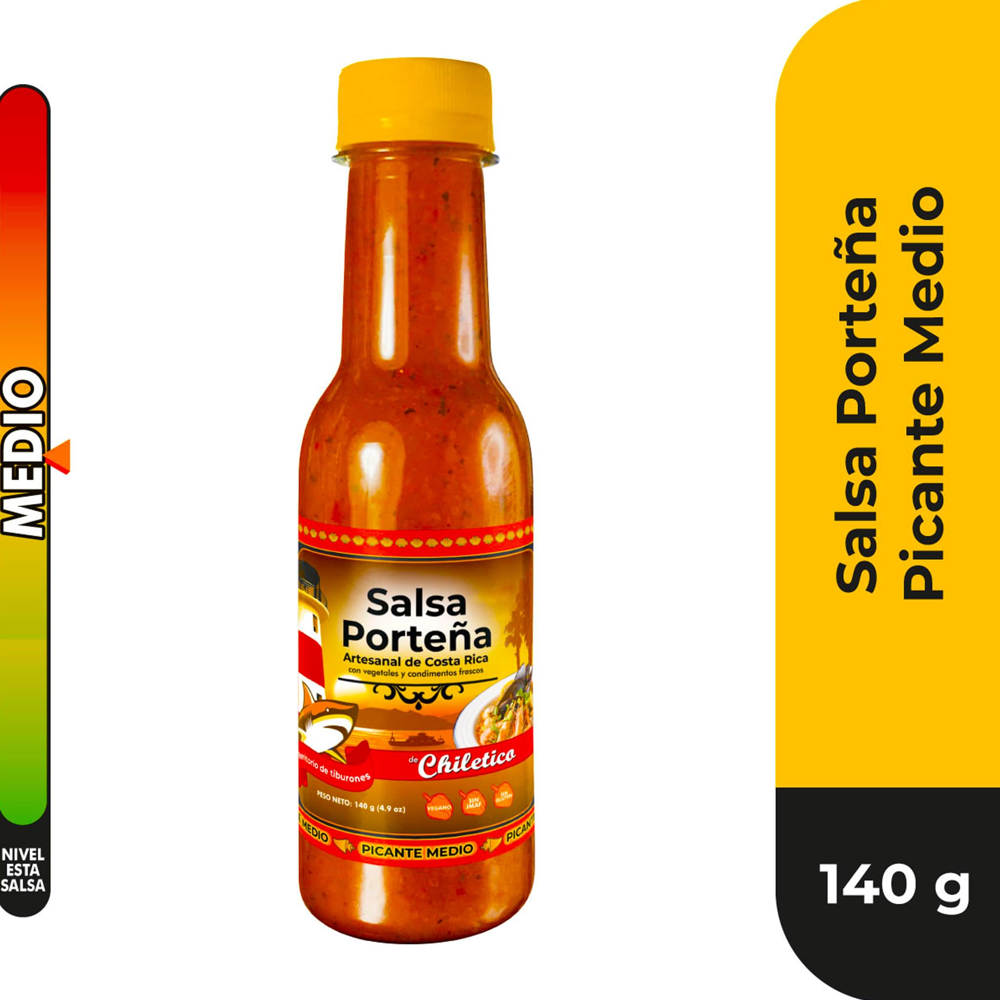 Chiletico Caribbean & Pacific Artisan Hot Sauce Combo - (2 Caribeña Hot + 2 Porteña) - Authentic Costa Rican Flavors - 4.9 oz Bottles - Total Net