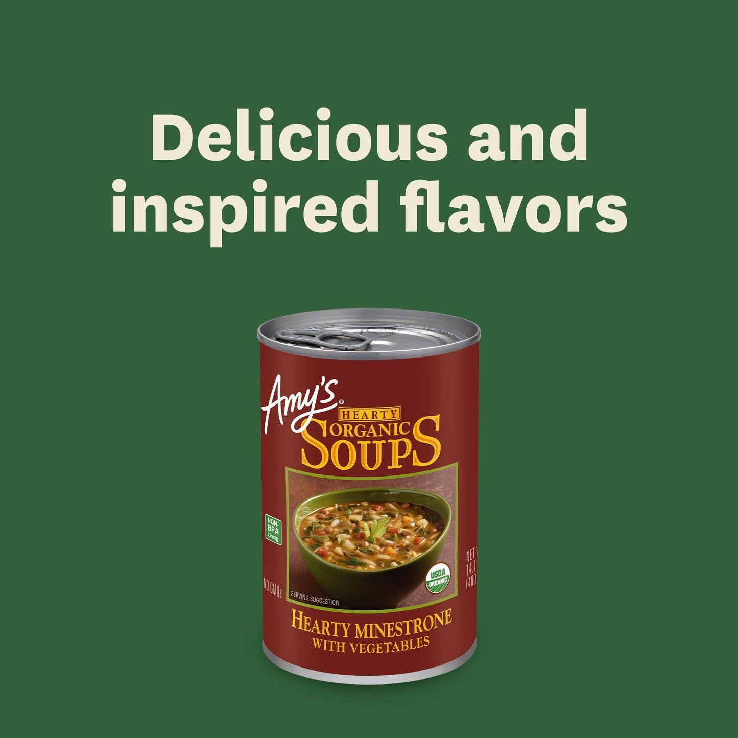 Amys Organic Hearty Minestrone with Vegetables Soup, 12.7 Ounce - 12 per case.