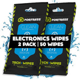 Fortress Electronic Wipes (25 ct, Pack of 2) To-Go Tech Wipes for Screens, Phones, Keyboards, TV Monitors, Computer Screens, and More [Travel Size]