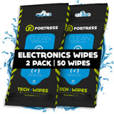 Fortress Electronic Wipes (25 ct, Pack of 2) To-Go Tech Wipes for Screens, Phones, Keyboards, TV Monitors, Computer Screens, and More [Travel Size]