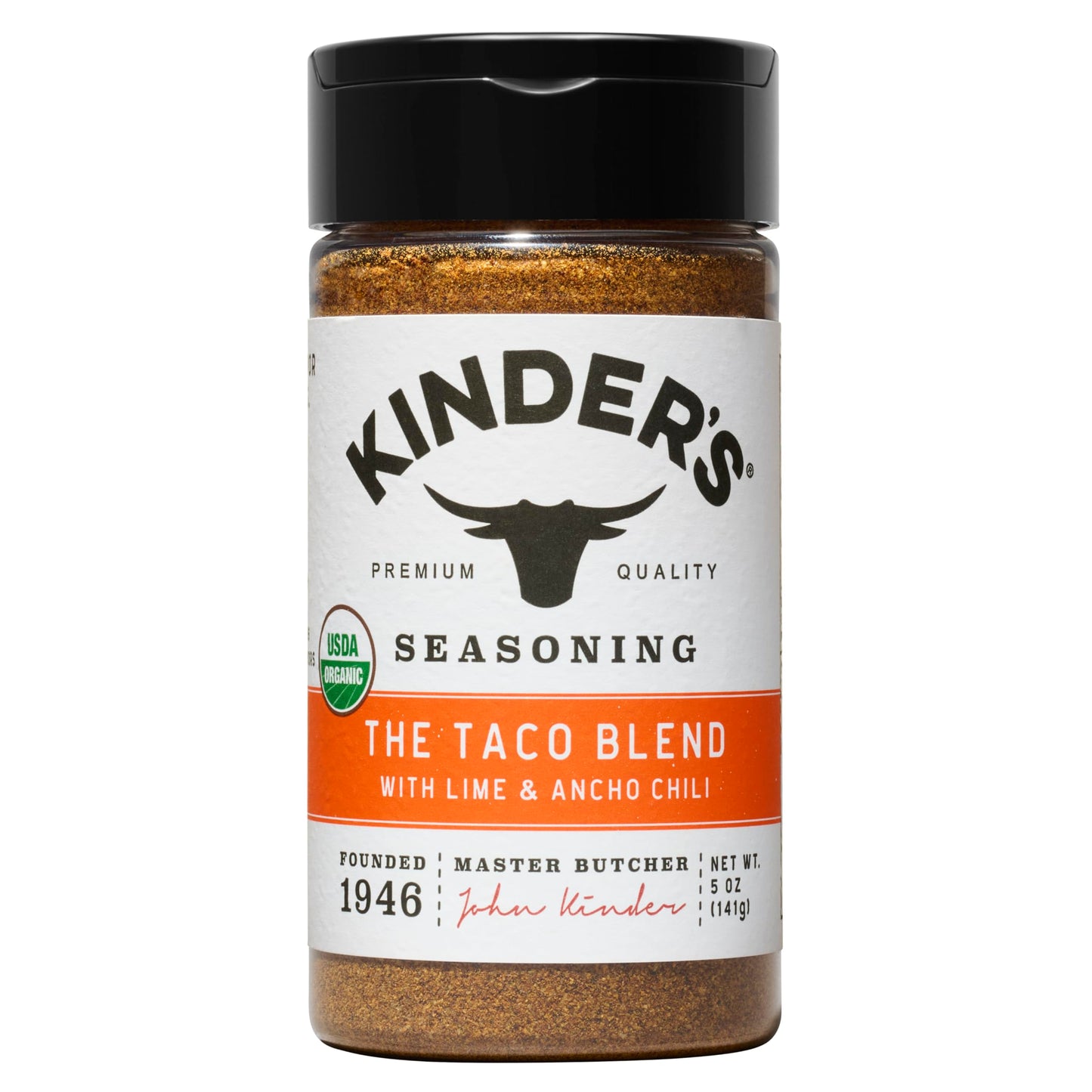Kinder's Organic The Taco Blend Seasoning, 5 Oz, Lime, Chili & Spice Blend, USDA Certified Organic, MSG Free, Great on Beef, Chicken, Seafood