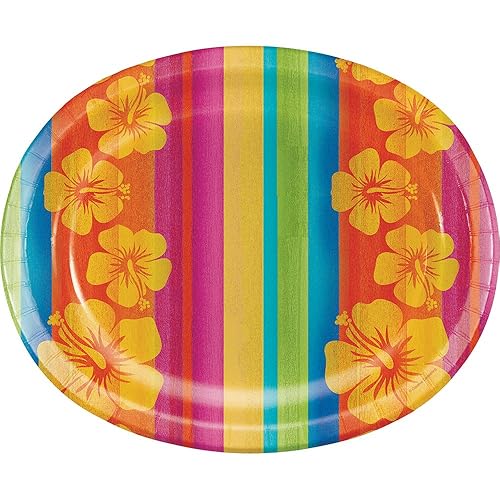 Creative Converting Sunset Stripes Oval Paper Platters, 8-Count