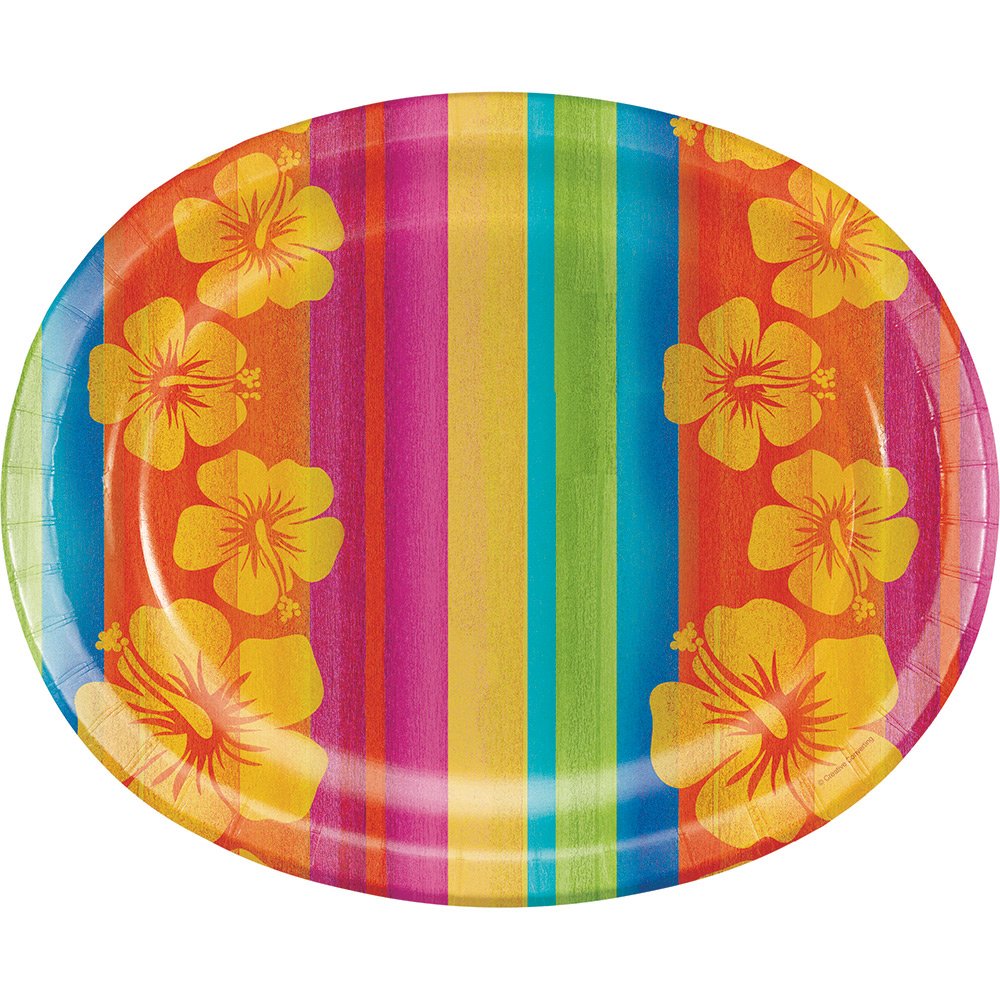 Creative Converting Sunset Stripes Oval Paper Platters, 8-Count