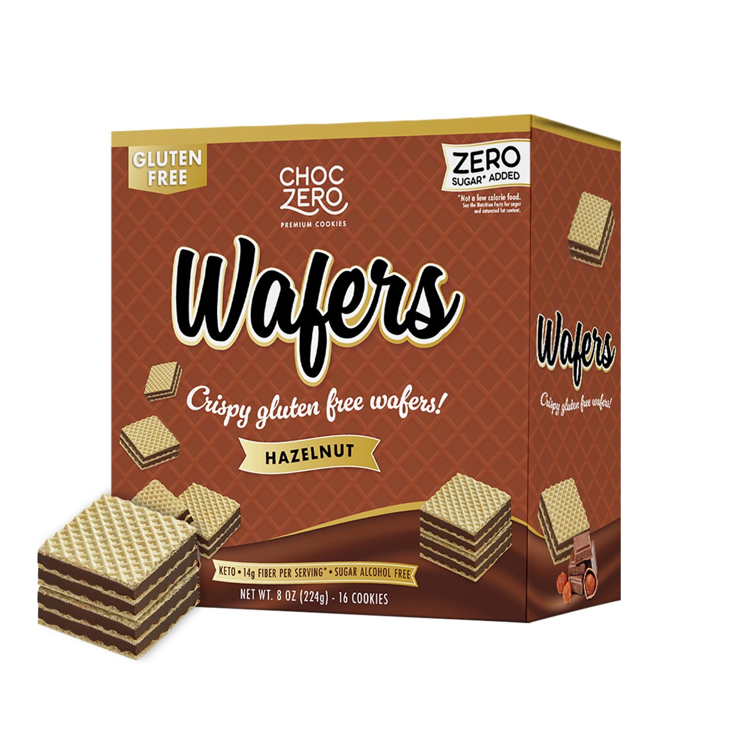 ChocZero Hazelnut Wafer Cookies - No Added Sugar, Keto Friendly, Low Carb Cookies with No Sugar Alcohols, Gluten Free & Individually Wrapped - 8 oz