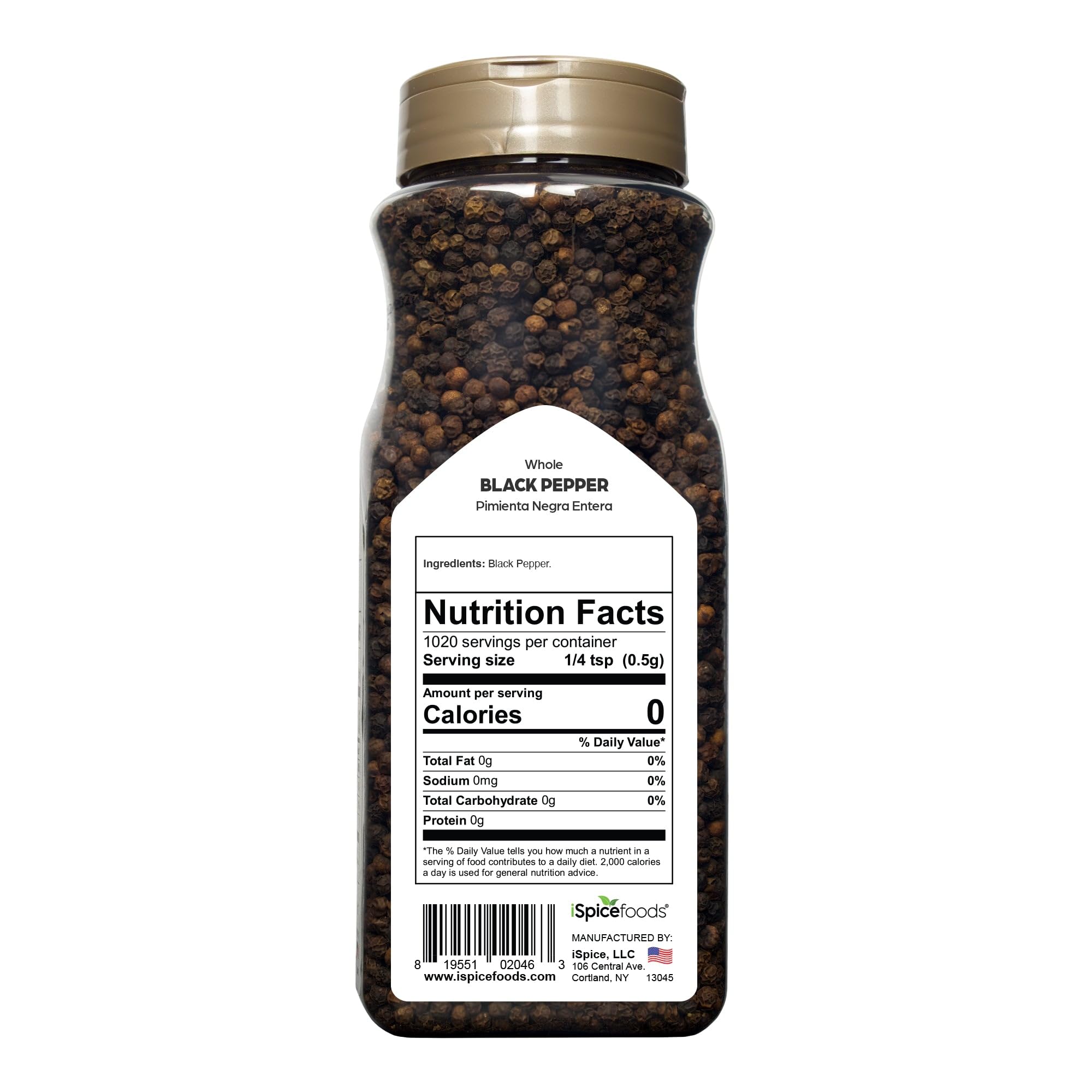 iSpice | Black Pepper Whole | 18 oz | Bulk Size | Gourmet Spice | Kosher