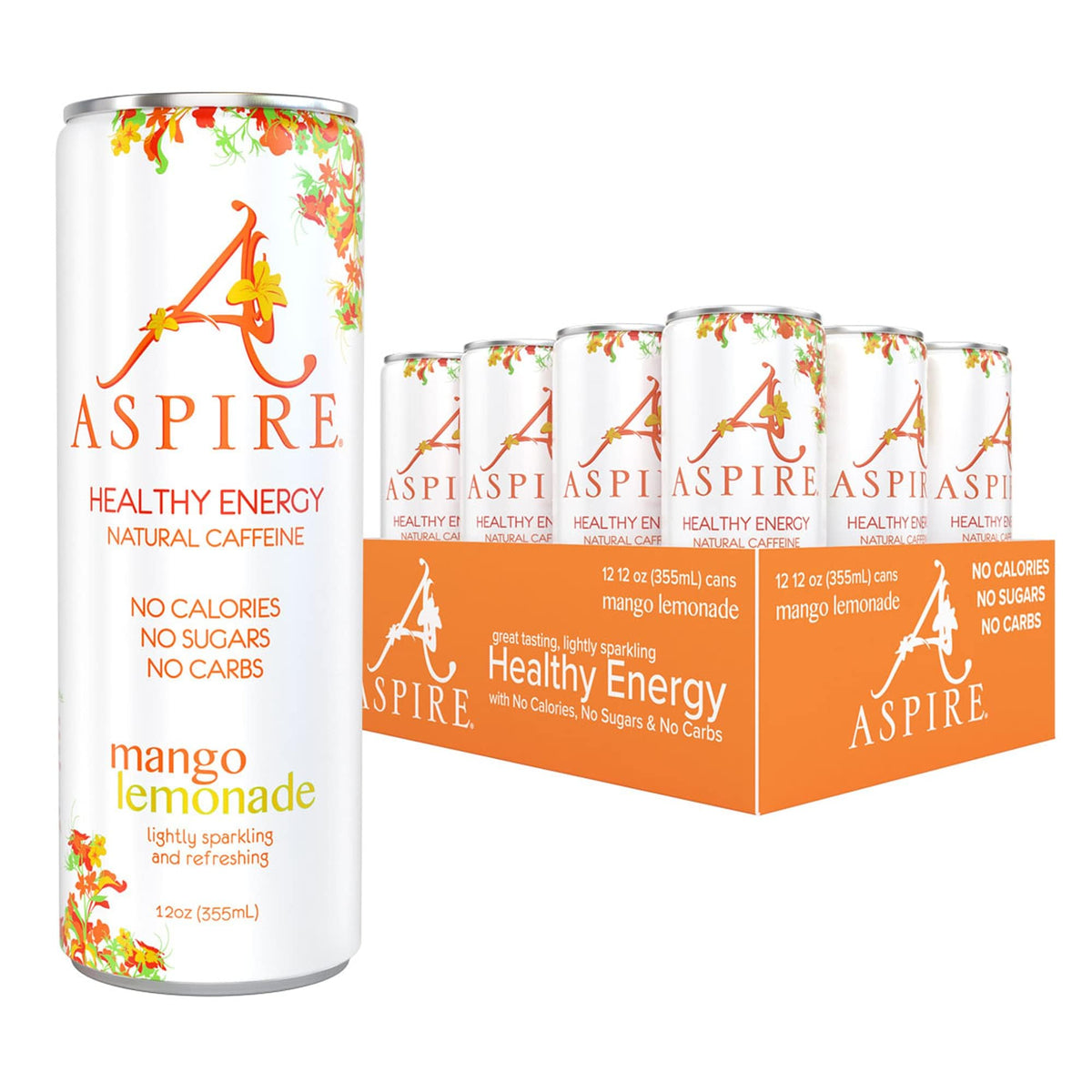 Aspire Drink Energy Mango Lemonade Single, 12 fl oz, 12PK