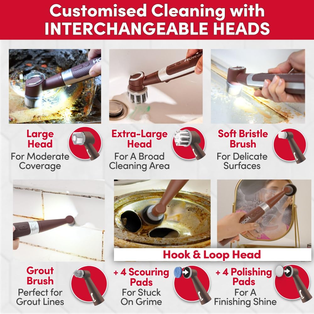 Horsepower Pocket Pony, AS SEEN ON TV, Waterproof, Cordless, Pocket-Sized, Oscillating Power Scrubber, Deep Clean, Tight Spaces, Rechargeable, Grout
