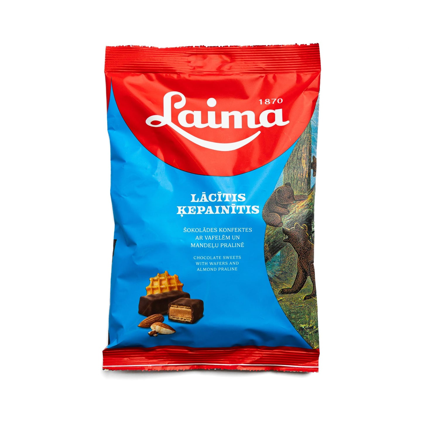 Laima Chocolate Covered Almond Praline Candy with Wafers, 160 g Bag (Pack of 4), L?c?tis ?epain?tis (Bear Paw)