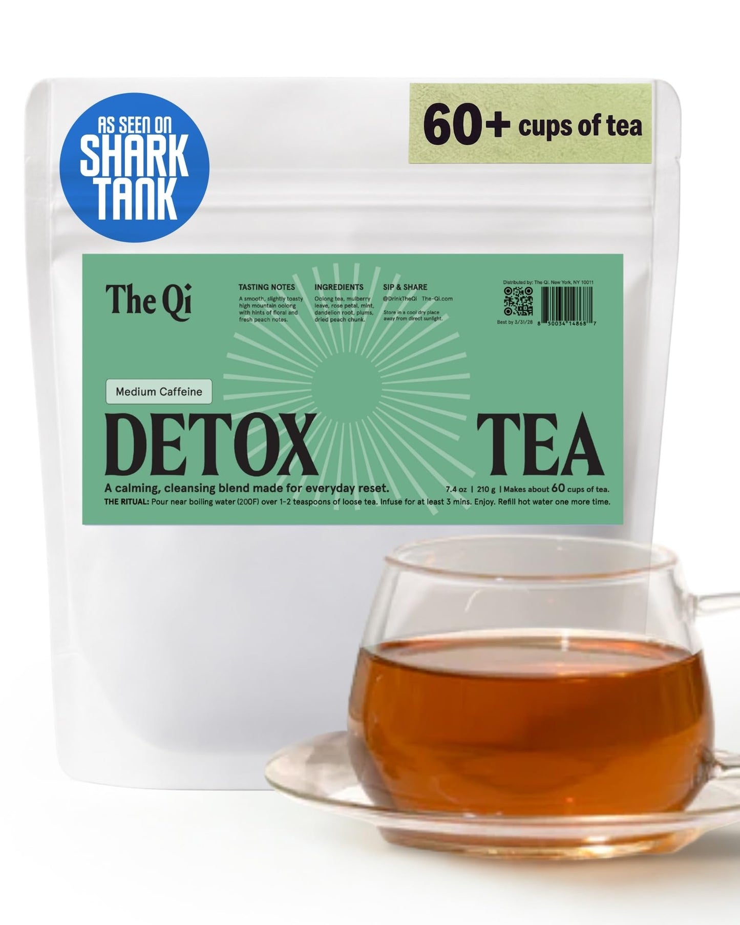 The-Qi Detox Tea Blend - 100% All Natural Dried Flowers & Loose Herbs for Cleanse & Wellness - Oolong Tea, Mulberry & Mint Leaves, Rose Petals
