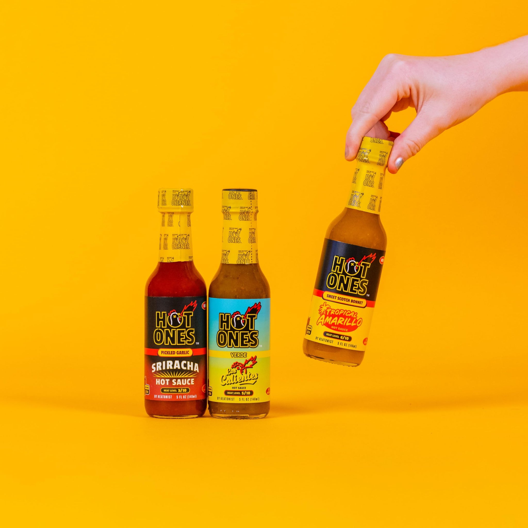Hot Ones Hot Sauce Challenge Set - Flavor and Fire Hot Sauce Trio Pack Gift Set - Made with Natural Ingredients - 5 fl oz Bottles (3-Pack)